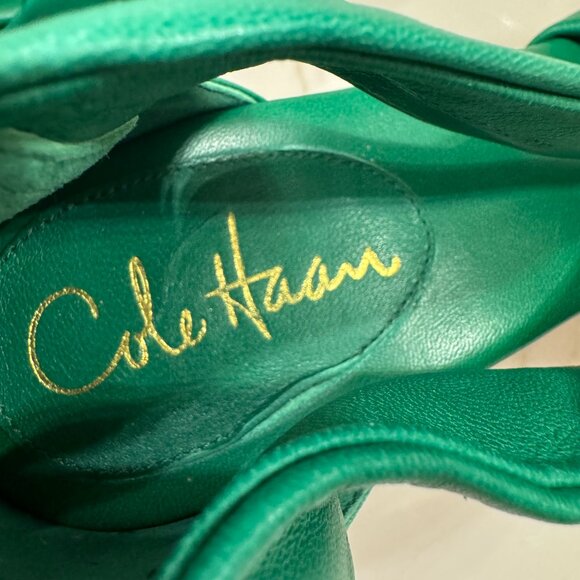 Cole Haan Nike Air Green Leather Espadrille Wedges SZ 8 - Picture 11 of 12